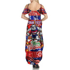 Custom Bulldogs Football Merry Christmas Family Matching Summer Maxi Dress and Hawaiian Shirt Indigenous Australian Art