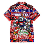 Custom Bulldogs Football Merry Christmas Hawaiian Shirt Indigenous Australian Art