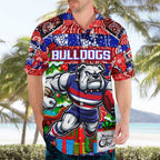 Custom Bulldogs Football Merry Christmas Hawaiian Shirt Indigenous Australian Art