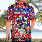 Custom Bulldogs Football Merry Christmas Hawaiian Shirt Indigenous Australian Art