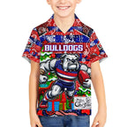 Custom Bulldogs Football Merry Christmas Hawaiian Shirt Indigenous Australian Art