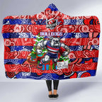 Bulldogs Football Merry Christmas Hooded Blanket Indigenous Australian Art