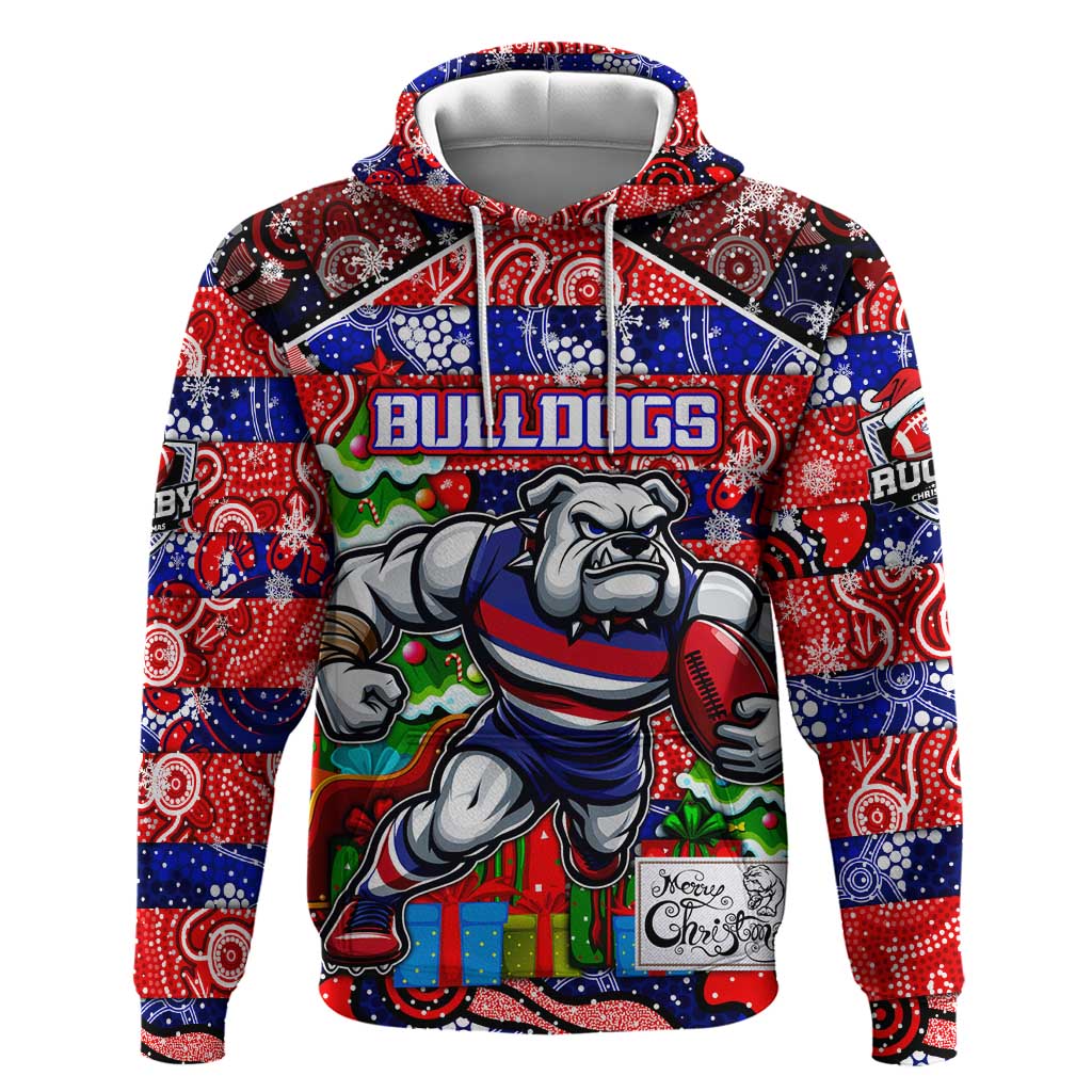 Custom Bulldogs Football Merry Christmas Hoodie Indigenous Australian Art