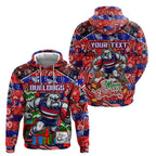 Custom Bulldogs Football Merry Christmas Hoodie Indigenous Australian Art