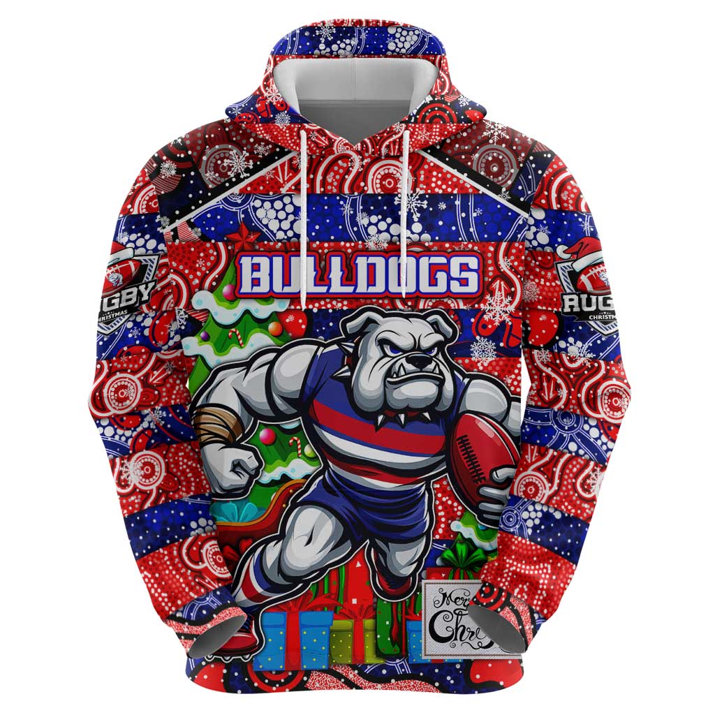 Custom Bulldogs Football Merry Christmas Hoodie Indigenous Australian Art