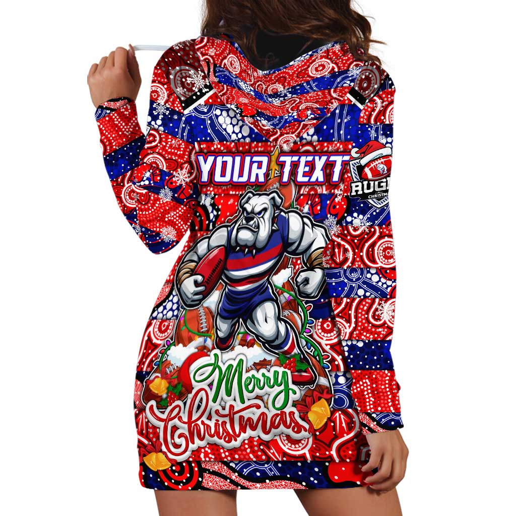 Custom Bulldogs Football Merry Christmas Hoodie Dress Indigenous Australian Art