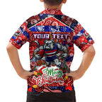Custom Bulldogs Football Merry Christmas Kid Hawaiian Shirt Indigenous Australian Art
