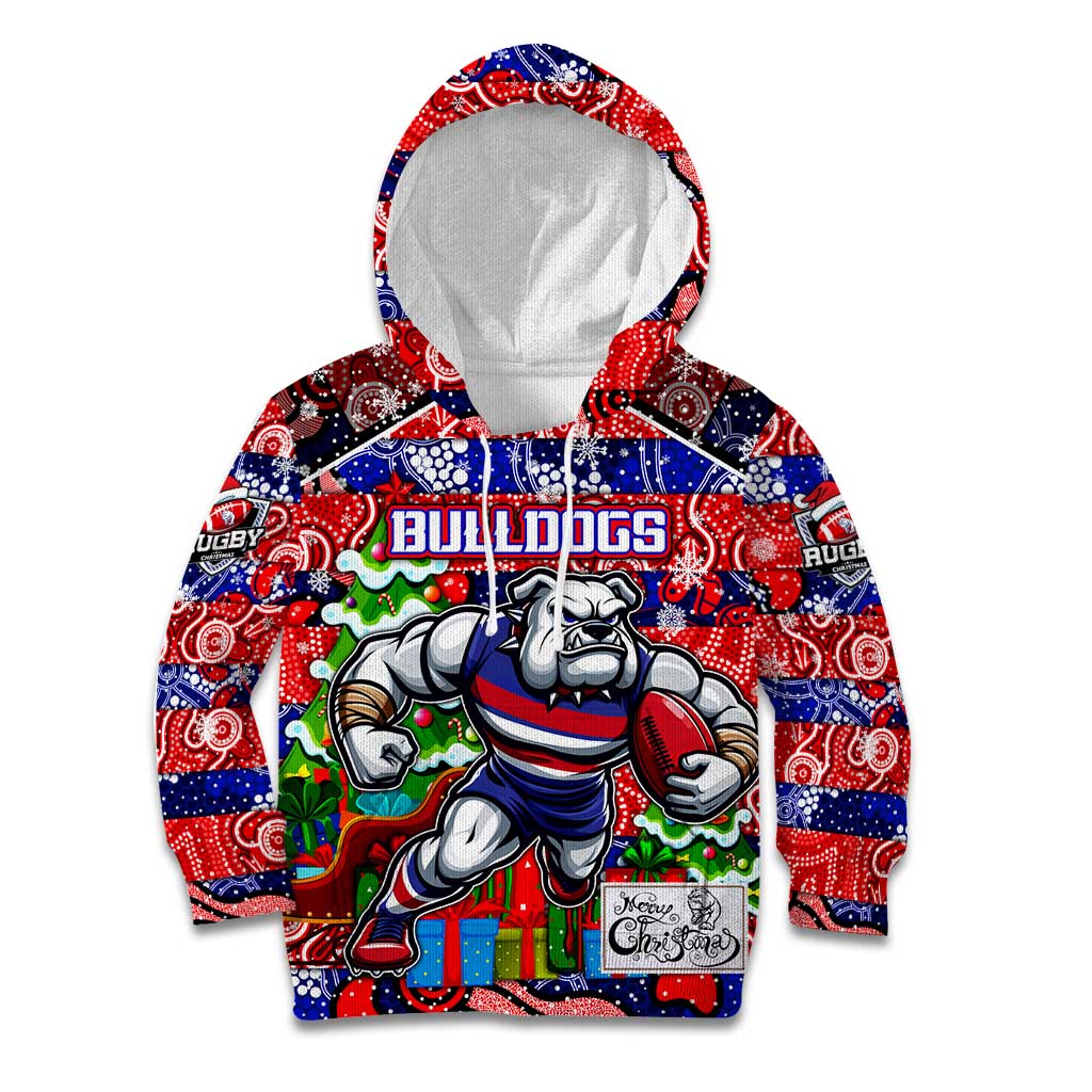 Custom Bulldogs Football Merry Christmas Kid Hoodie Indigenous Australian Art