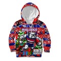 Custom Bulldogs Football Merry Christmas Kid Hoodie Indigenous Australian Art