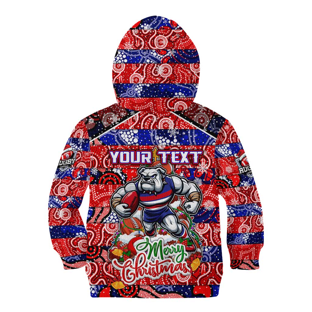 Custom Bulldogs Football Merry Christmas Kid Hoodie Indigenous Australian Art
