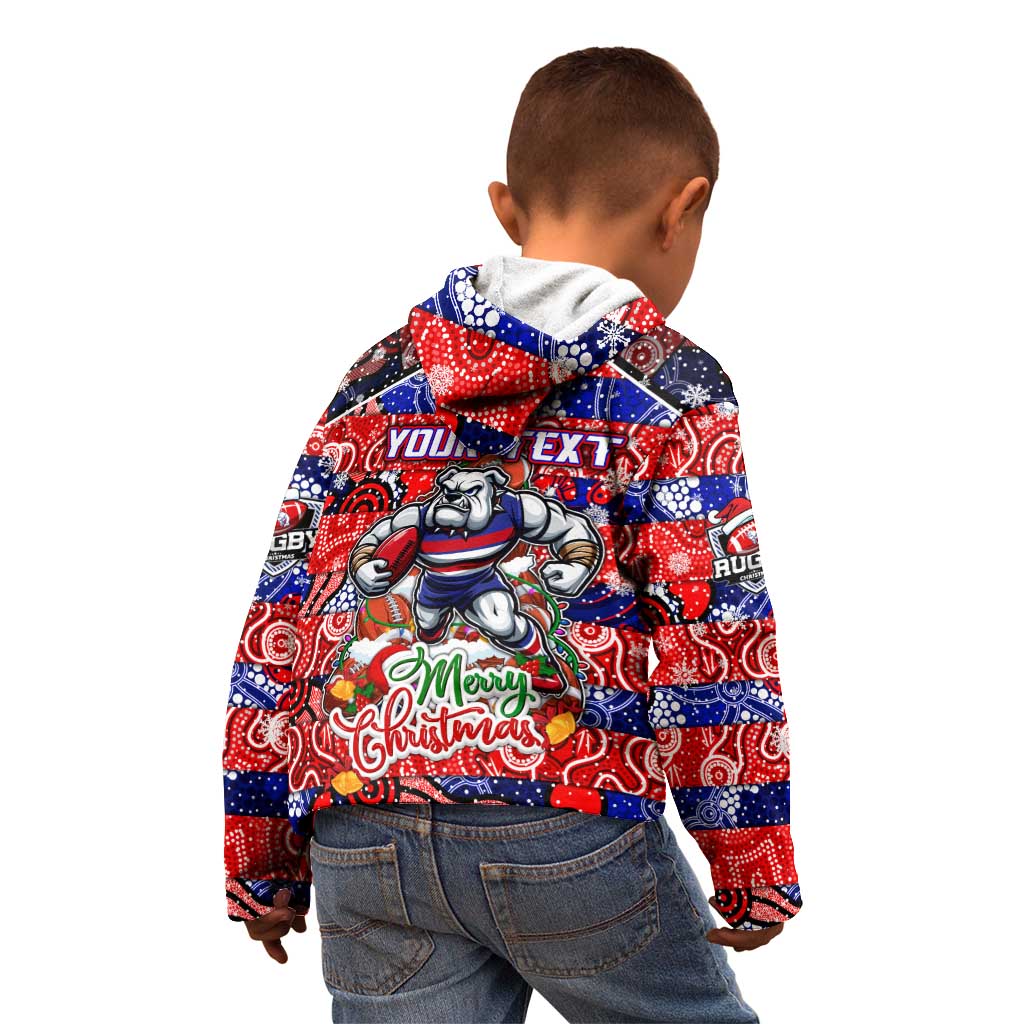 Custom Bulldogs Football Merry Christmas Kid Hoodie Indigenous Australian Art