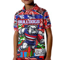 Custom Bulldogs Football Merry Christmas Kid Polo Shirt Indigenous Australian Art