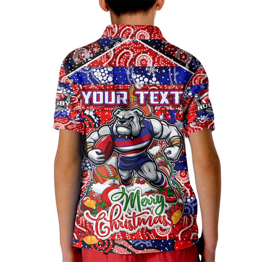 Custom Bulldogs Football Merry Christmas Kid Polo Shirt Indigenous Australian Art