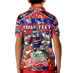 Custom Bulldogs Football Merry Christmas Kid Polo Shirt Indigenous Australian Art
