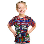 Custom Bulldogs Football Merry Christmas Kid T Shirt Indigenous Australian Art