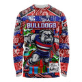 Custom Bulldogs Football Merry Christmas Long Sleeve Shirt Indigenous Australian Art