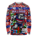 Custom Bulldogs Football Merry Christmas Long Sleeve Shirt Indigenous Australian Art