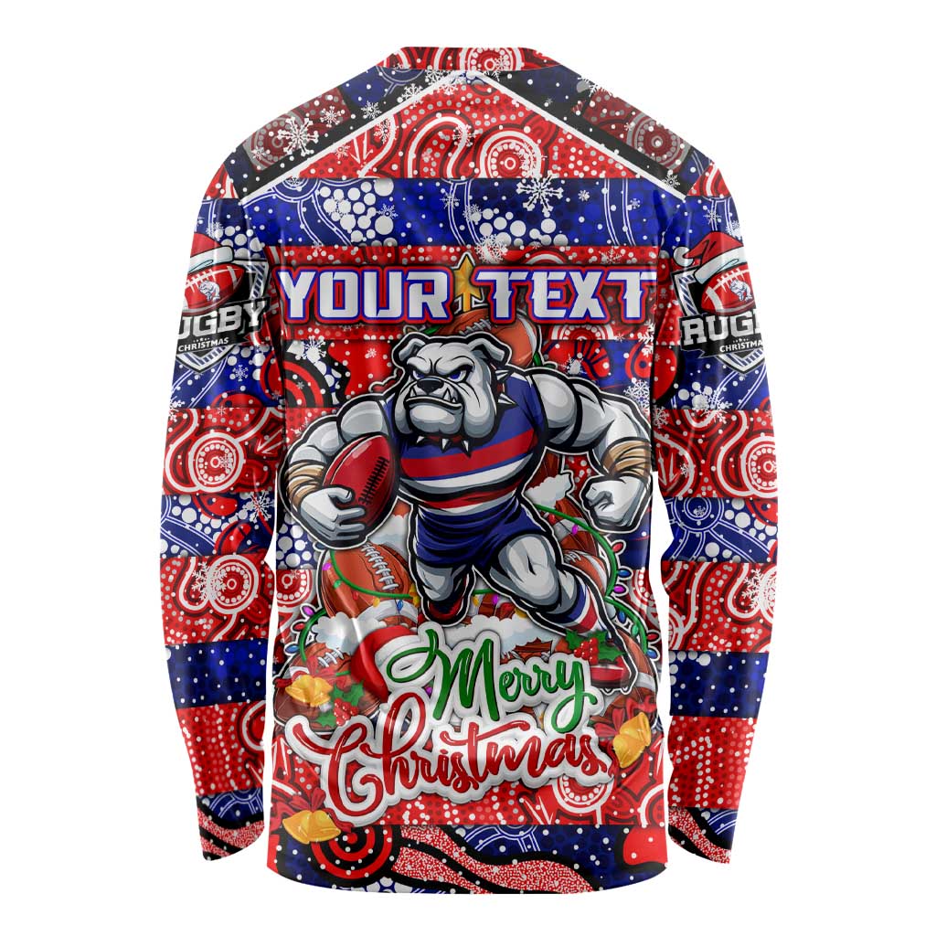 Custom Bulldogs Football Merry Christmas Long Sleeve Shirt Indigenous Australian Art