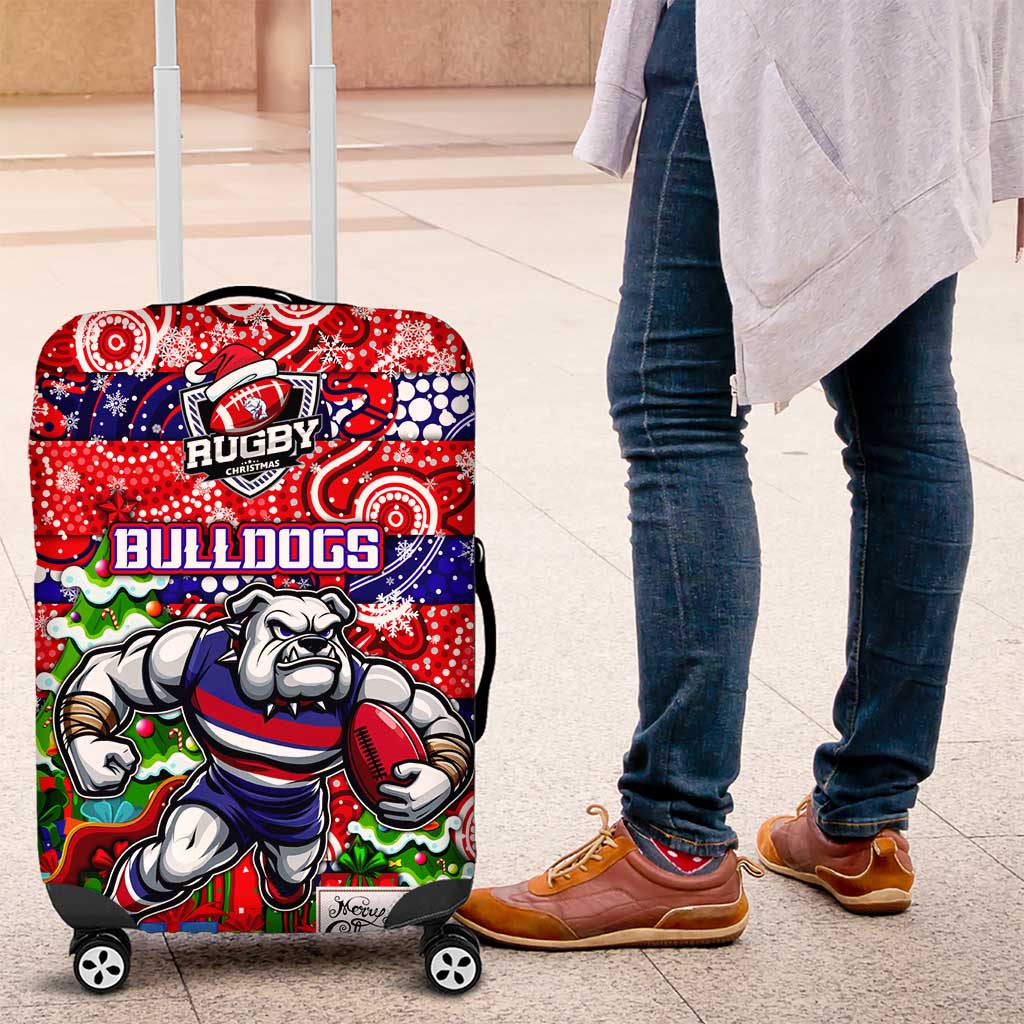 Bulldogs Football Merry Christmas Luggage Cover Indigenous Australian Art