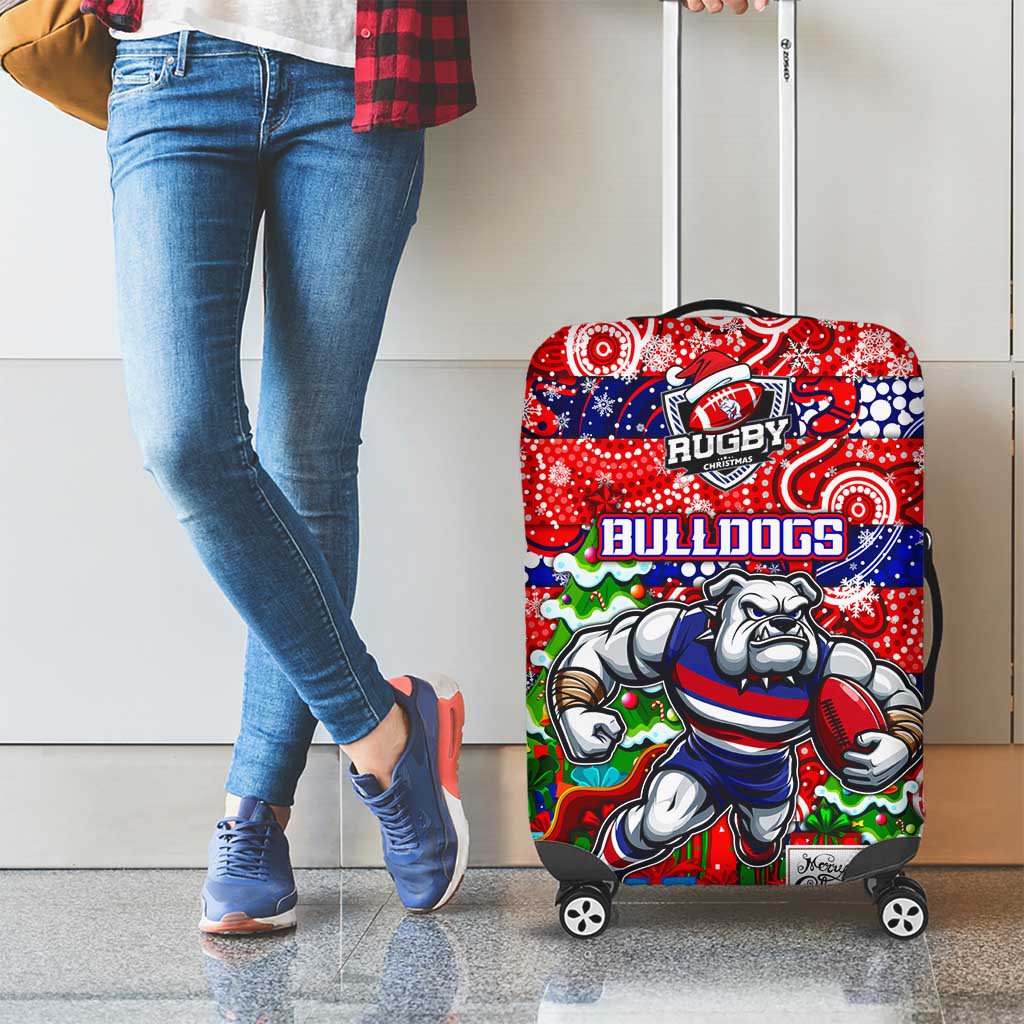 Bulldogs Football Merry Christmas Luggage Cover Indigenous Australian Art