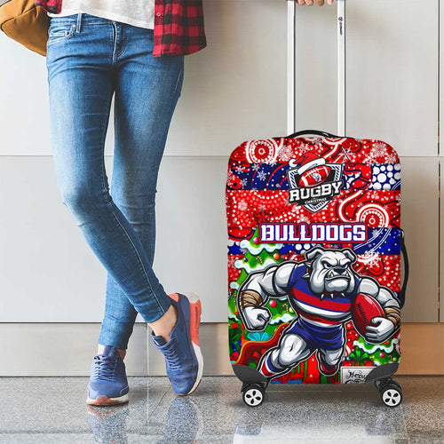 Bulldogs Football Merry Christmas Luggage Cover Indigenous Australian Art