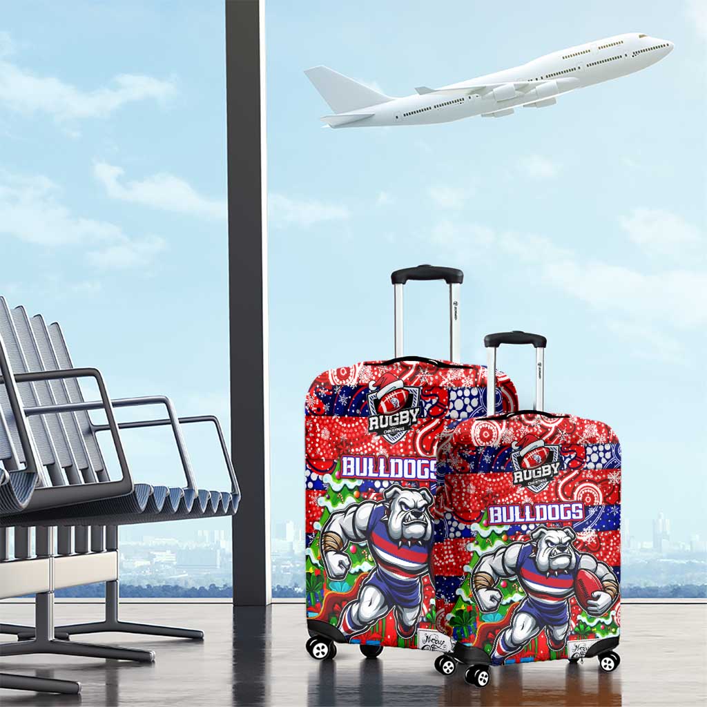 Bulldogs Football Merry Christmas Luggage Cover Indigenous Australian Art