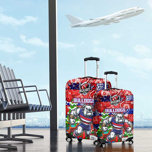Bulldogs Football Merry Christmas Luggage Cover Indigenous Australian Art