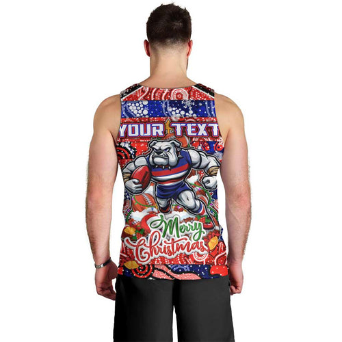 Custom Bulldogs Football Merry Christmas Men Tank Top Indigenous Australian Art