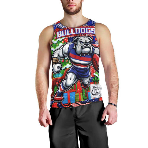 Custom Bulldogs Football Merry Christmas Men Tank Top Indigenous Australian Art