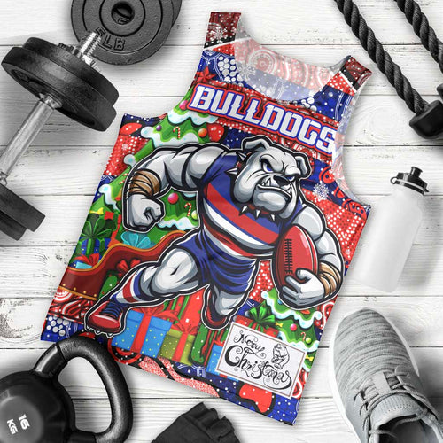 Custom Bulldogs Football Merry Christmas Men Tank Top Indigenous Australian Art
