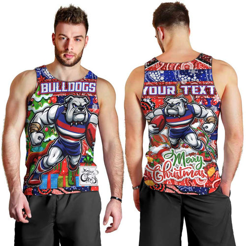Custom Bulldogs Football Merry Christmas Men Tank Top Indigenous Australian Art