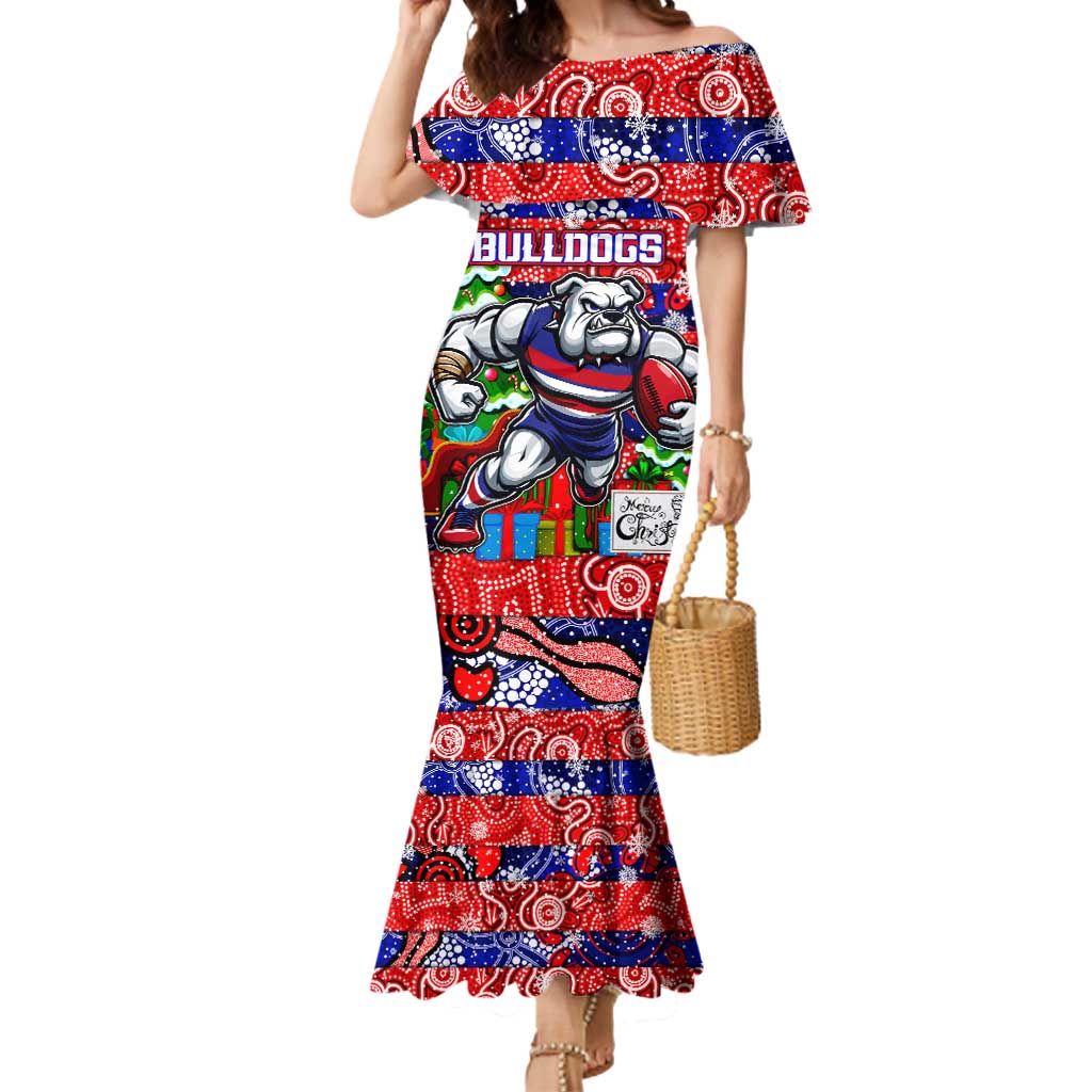 Custom Bulldogs Football Merry Christmas Mermaid Dress Indigenous Australian Art