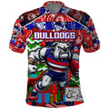 Custom Bulldogs Football Merry Christmas Polo Shirt Indigenous Australian Art