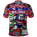 Custom Bulldogs Football Merry Christmas Polo Shirt Indigenous Australian Art