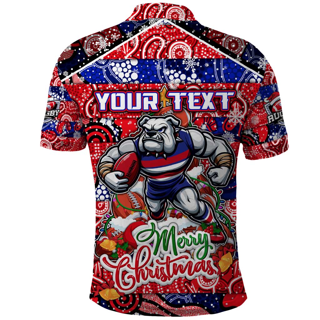 Custom Bulldogs Football Merry Christmas Polo Shirt Indigenous Australian Art