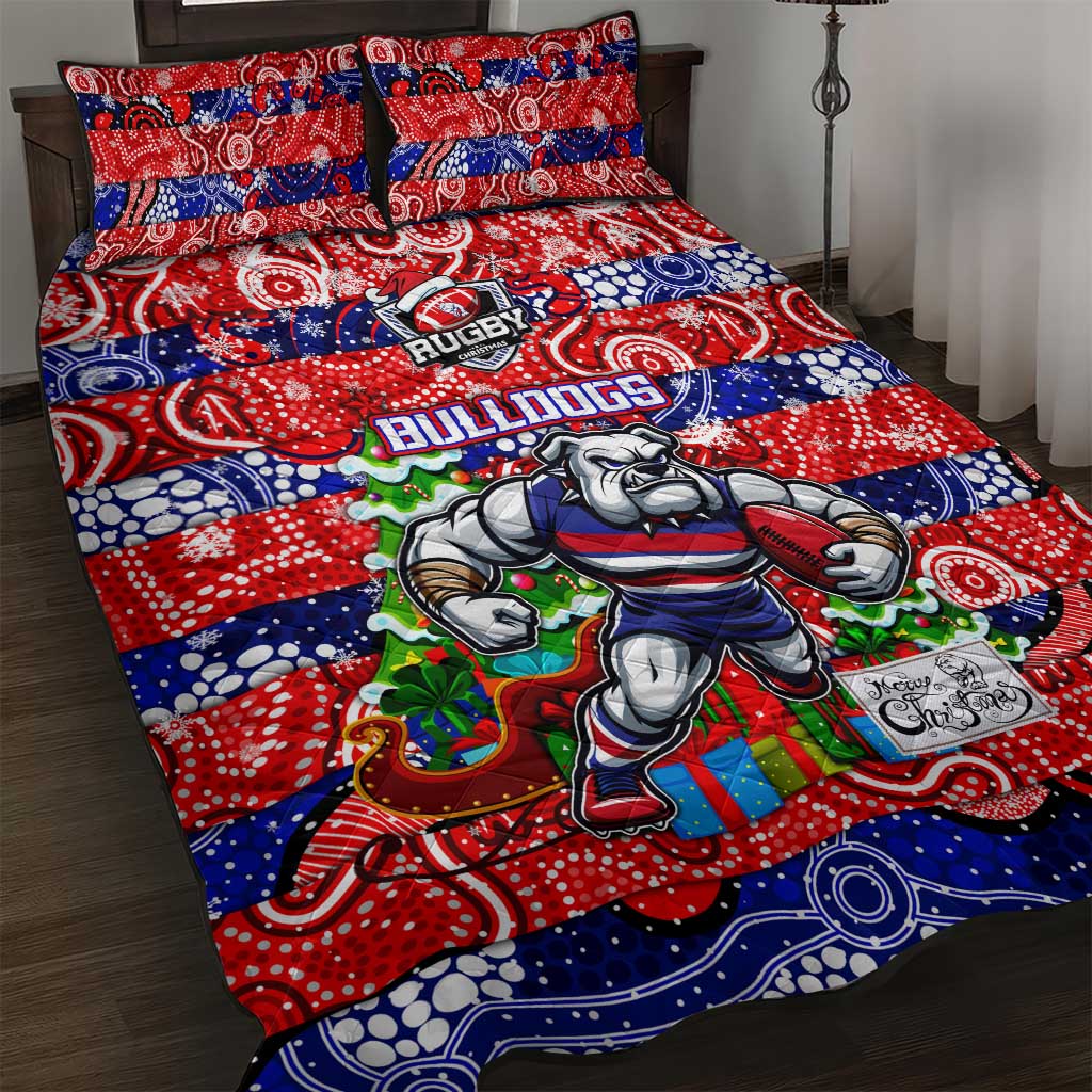 Bulldogs Football Merry Christmas Quilt Bed Set Indigenous Australian Art