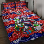 Bulldogs Football Merry Christmas Quilt Bed Set Indigenous Australian Art
