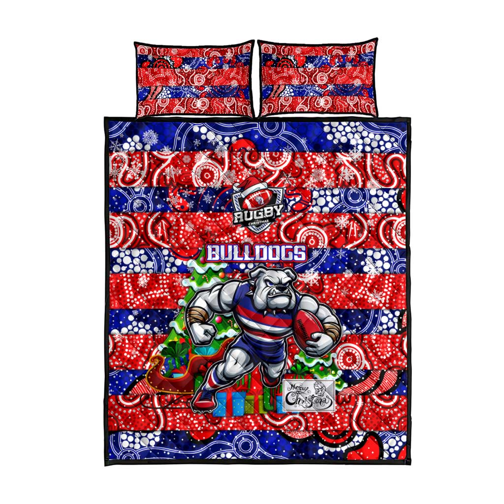 Bulldogs Football Merry Christmas Quilt Bed Set Indigenous Australian Art