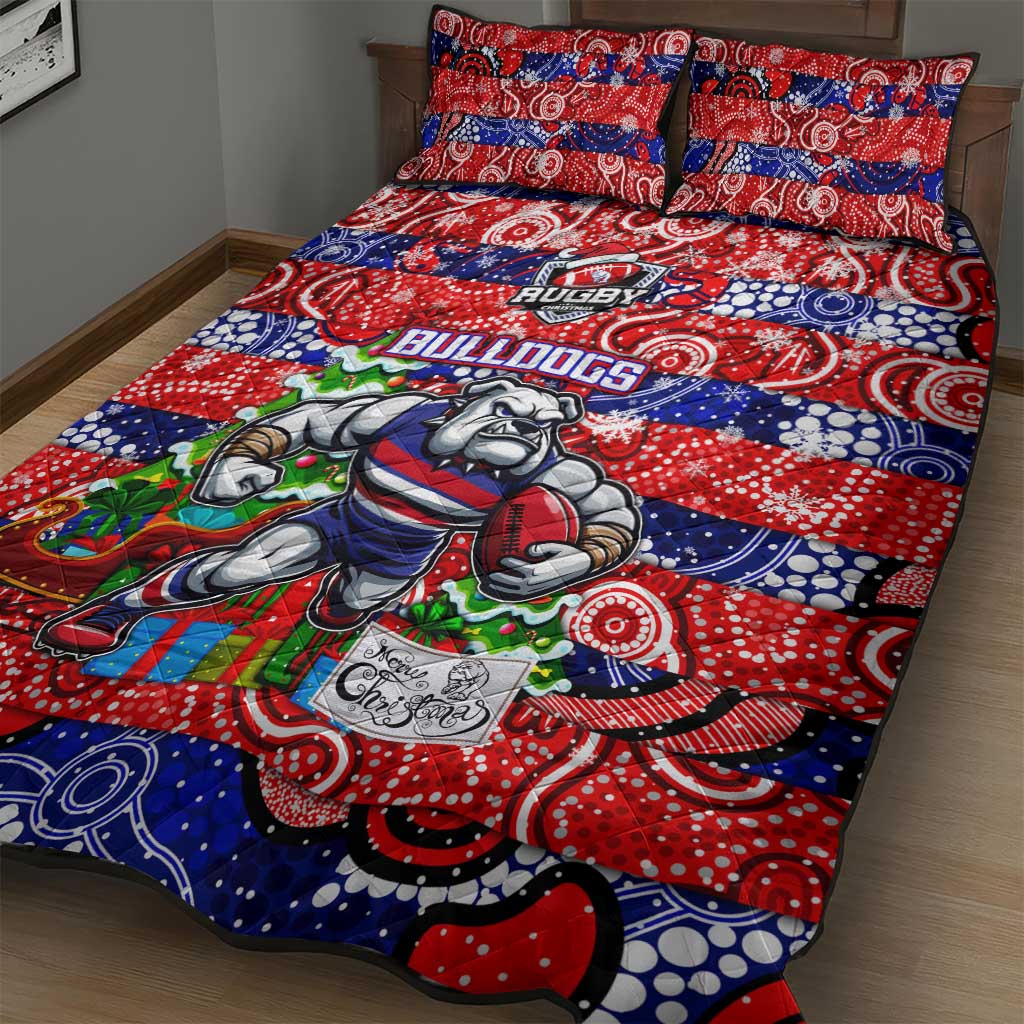 Bulldogs Football Merry Christmas Quilt Bed Set Indigenous Australian Art