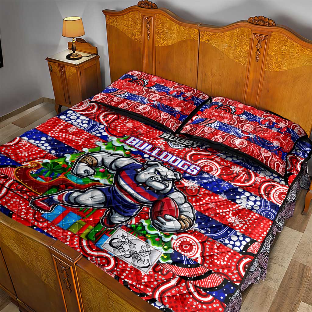 Bulldogs Football Merry Christmas Quilt Bed Set Indigenous Australian Art