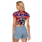 Custom Bulldogs Football Merry Christmas Raglan Cropped T Shirt Indigenous Australian Art