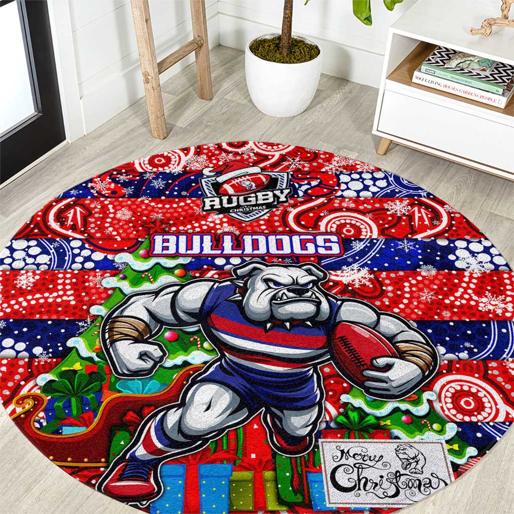 Bulldogs Football Merry Christmas Round Carpet Indigenous Australian Art