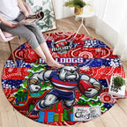 Bulldogs Football Merry Christmas Round Carpet Indigenous Australian Art