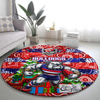 Bulldogs Football Merry Christmas Round Carpet Indigenous Australian Art