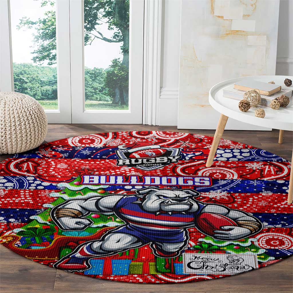 Bulldogs Football Merry Christmas Round Carpet Indigenous Australian Art