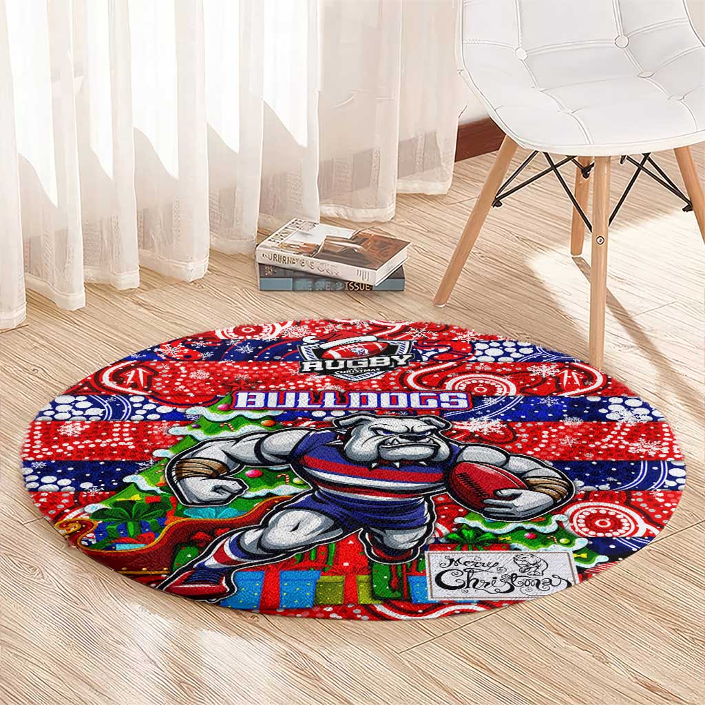 Bulldogs Football Merry Christmas Round Carpet Indigenous Australian Art