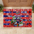 Bulldogs Football Merry Christmas Rubber Doormat Indigenous Australian Art