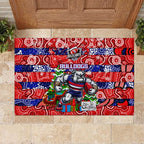 Bulldogs Football Merry Christmas Rubber Doormat Indigenous Australian Art