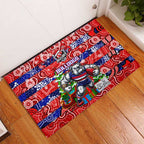 Bulldogs Football Merry Christmas Rubber Doormat Indigenous Australian Art