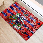 Bulldogs Football Merry Christmas Rubber Doormat Indigenous Australian Art